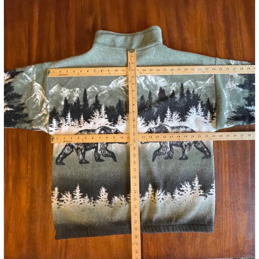 Men's Green Mountain Bear Fleece Jacket - Full Zip - Picture 5 of 7